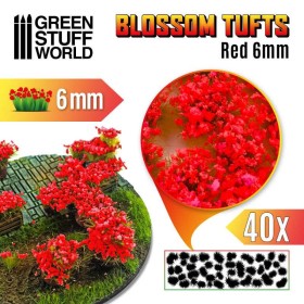 Touffes de Fleurs - 6mm - Auto-Adhésif - Fleurs ROUGES