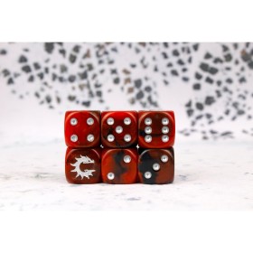 Conquest Logo on Red and Black Dice "First Blood"