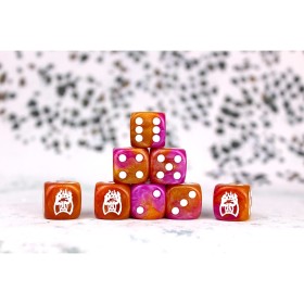 Old Dominion Faction Dice on Purple and Gold Dice