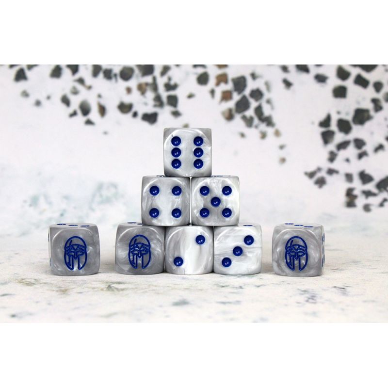City States Faction Dice on Gray swirl Dice