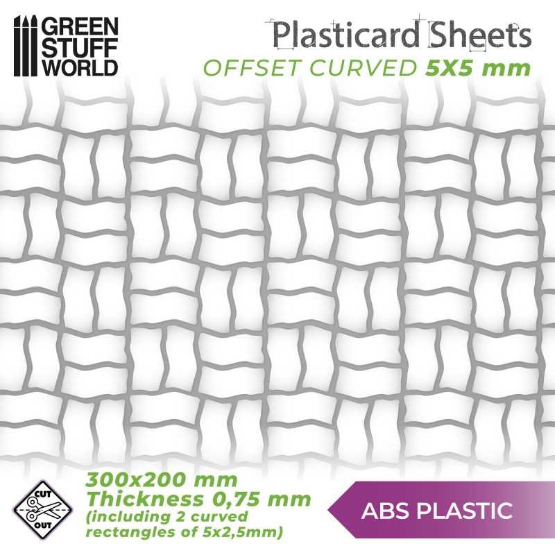 Plaque de Plasticard texturé PAVE RECTANGULAIRE COURBÉ URBAINE