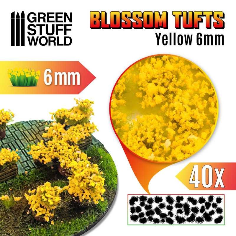 Touffes de Fleurs - 6mm - Auto-Adhésif - Fleurs JAUNES Touffes de Fleurs - 6mm - Auto-Adhésif - Fleurs JAUNES