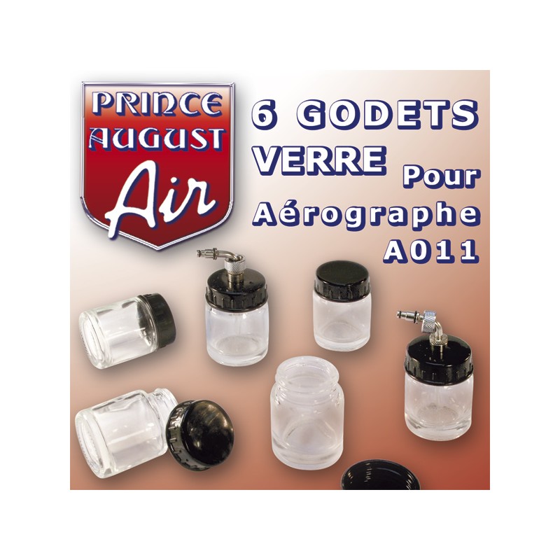 6 godets verre pour aérographe A011 6 godets verre pour aérographe A011
