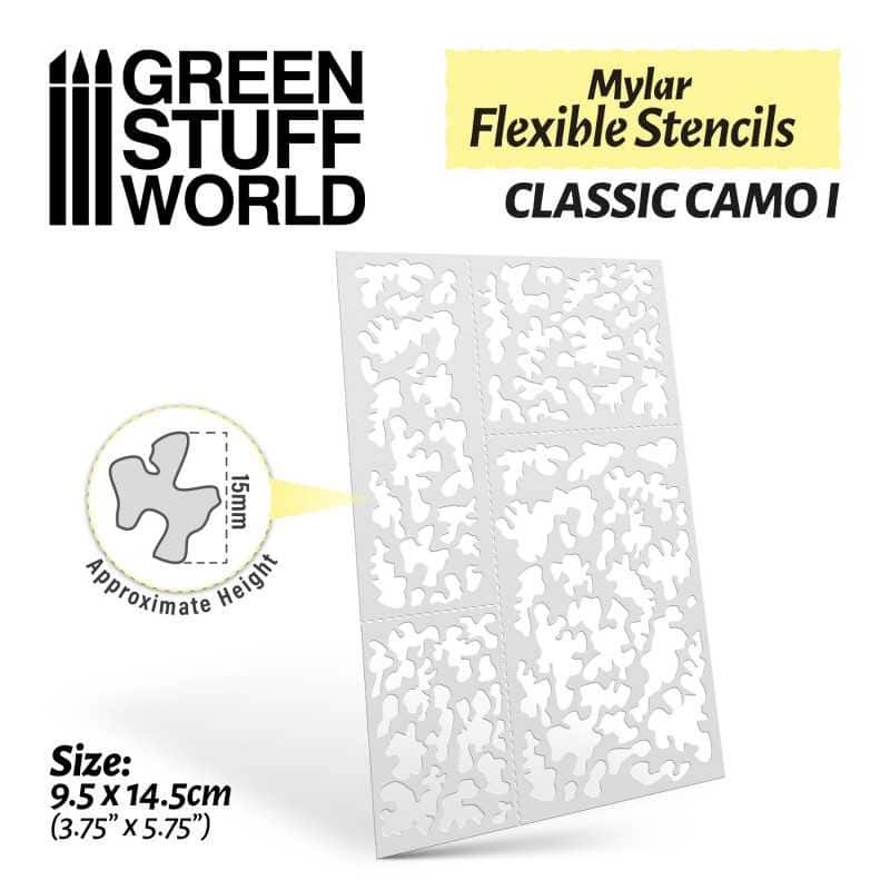 Pochoirs flexibles - Camouflage classique 1 (15mm environ) Pochoirs flexibles - Camouflage classique 1 (15mm environ)