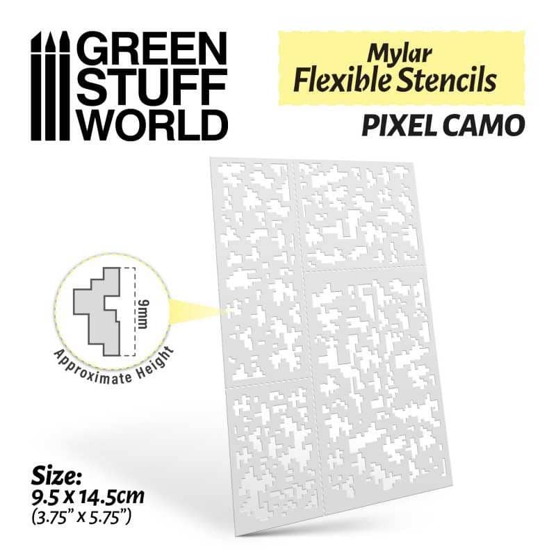 Pochoirs flexibles - Camouflage de pixels (9mm aprox.) Pochoirs flexibles - Camouflage de pixels (9mm aprox.)