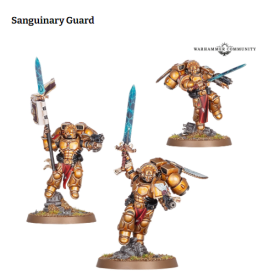 image des figurines BLOOD ANGELS: GARDE SANGUINIENNEsur leur socle sur fond blanc