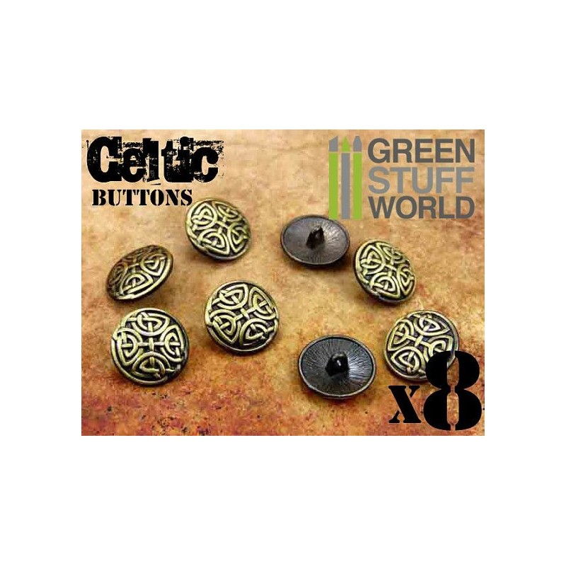 8x Boutons NOEUDS CELTIQUES - Doré Antique - Taille 17cm 8x Boutons NOEUDS CELTIQUES - Doré Antique - Taille 17cm