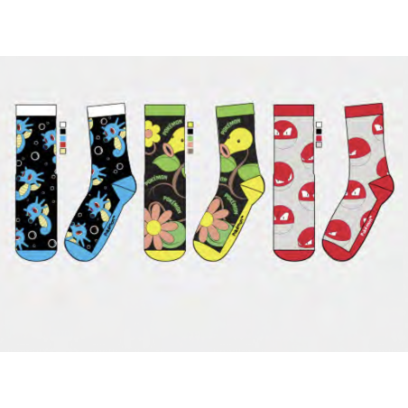 POKEMON - AOP Crew - Pack de 3 paires de chaussettes (T43-46)