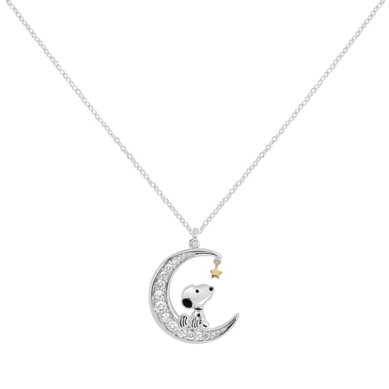 SNOOPY - Collier avec Pendentif Lune Serti de pierres 18mm SNOOPY - Collier avec Pendentif Lune Serti de pierres 18mm