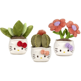HELLO KITTY - Plantes - Assortiment de 6 Peluches - 3 Modèles - 25cm