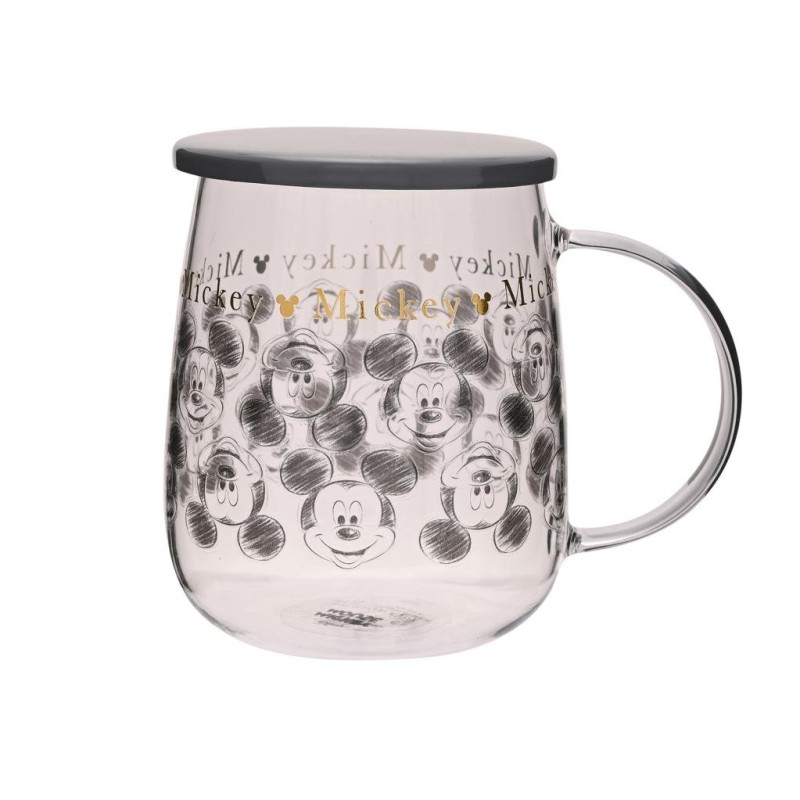 DISNEY - Mickey - Mug en Verre avec Couvercle 540ml DISNEY - Mickey - Mug en Verre avec Couvercle 540ml
