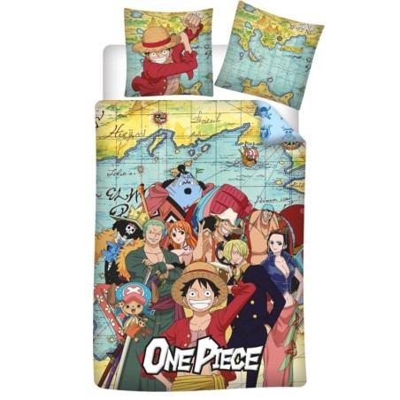 ONE PIECE - Luffy & Equipage - Parure de lit 140x200cm + 65x65cm