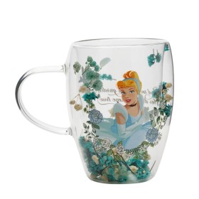 DISNEY PRINCESSES - Cendrillon - Verre avec Fleurs Sechées 300ml