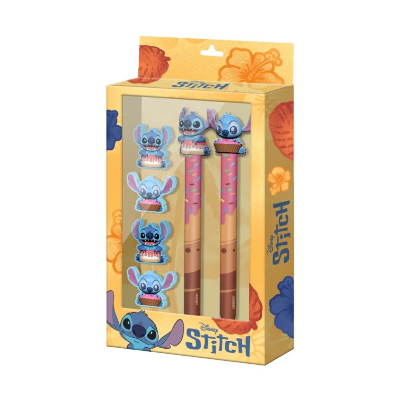 STITCH & ANGEL - Donut - Set de 2 Crayons + 4 Gommes STITCH & ANGEL - Donut - Set de 2 Crayons + 4 Gommes