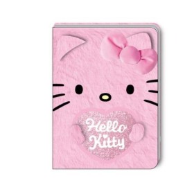 HELLO KITTY - Glitter - Notebook Premium Fourrure - Format A5