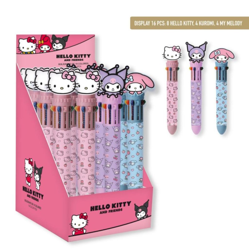 HELLO KITTY & Friends - Display de 16 Stylos à Bille 10 couleurs HELLO KITTY & Friends - Display de 16 Stylos à Bille 10 couleurs