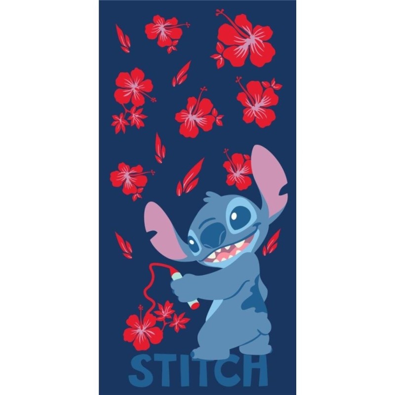 DISNEY - Stitch "Fleurs rouges" - Serviette de Plage 90x170cm DISNEY - Stitch "Fleurs rouges" - Serviette de Plage 90x170cm