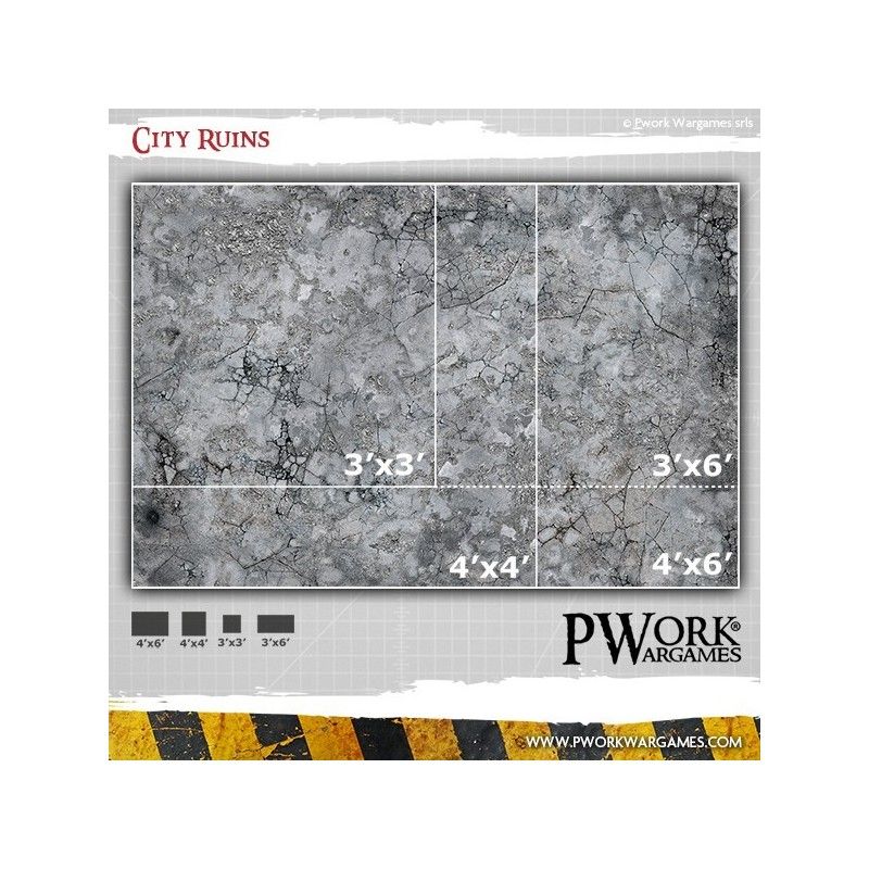 Tapis de jeu néoprène City Ruins 90x90cm Tapis de jeu néoprène City Ruins 90x90cm