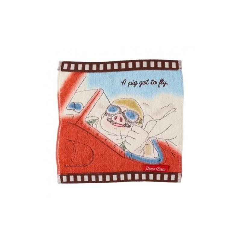 PORCO ROSSO - Cellulo Marco Hydravion - Mini Serviette 25x25cm PORCO ROSSO - Cellulo Marco Hydravion - Mini Serviette 25x25cm