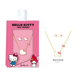 HELLO KITTY - Set Collier + 1 Paire de Boucles d'oreilles - 3 Pc.