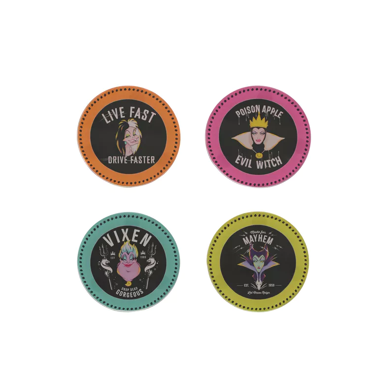 VILLAINS - Lot de 24 Sous Verres - 4 Modèles VILLAINS - Lot de 24 Sous Verres - 4 Modèles