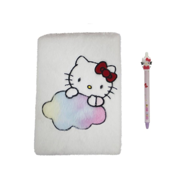 HELLO KITTY - Pack Notebook Fourrure A5 + Stylo-Bille HELLO KITTY - Pack Notebook Fourrure A5 + Stylo-Bille