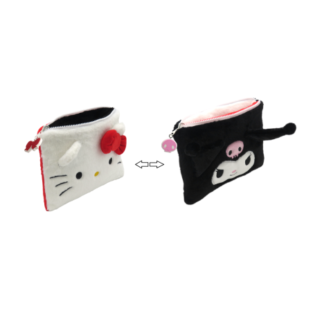 HELLO KITTY & KUROMI - Trousse Fourrure Réversible
