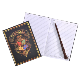 HARRY POTTER - Colourful Crest - Set Notebook A5 + Stylo Baguette