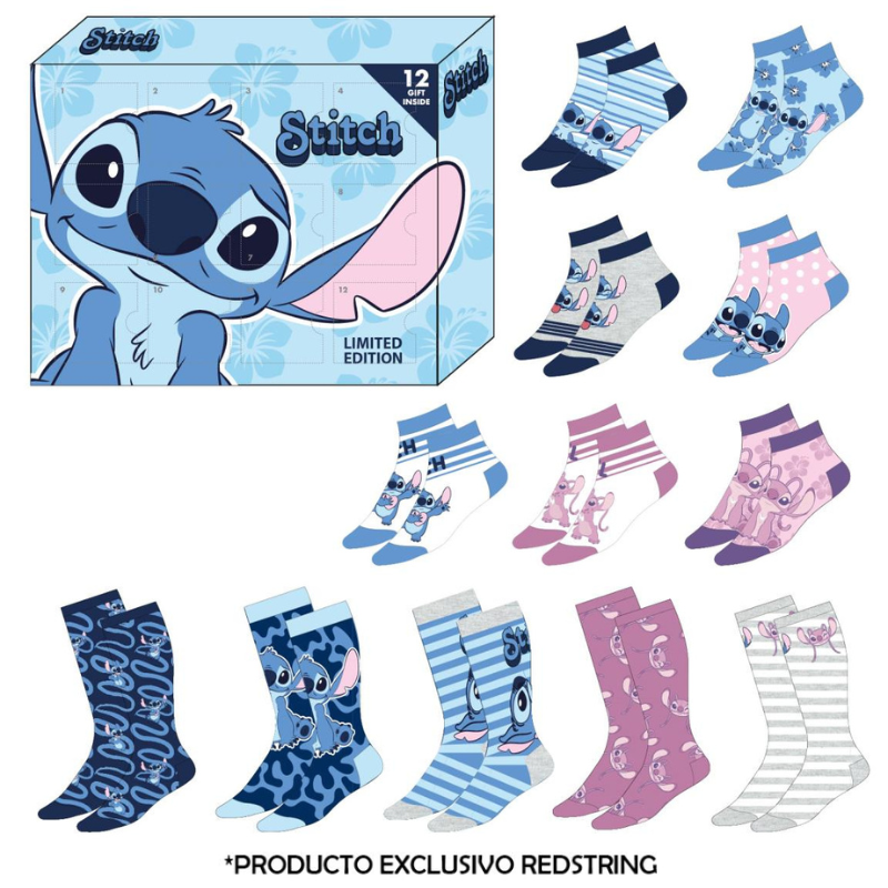 STITCH - Blue&Pink - Gift Box - 12 Paires de Chaussettes (T 35-41) STITCH - Blue&Pink - Gift Box - 12 Paires de Chaussettes (T 35-41)