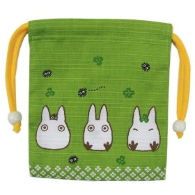 MON VOISIN TOTORO - Totoro Blanc - Sacoche Tissu Verte 14x17cm