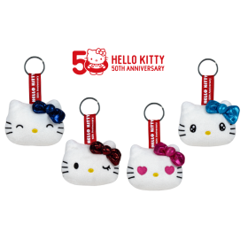 HELLO KITTY - Assortiment de 24 Porte-Clés Peluches - 4 modèles - 7cm