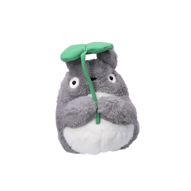 MON VOISIN TOTORO - Totoro Gris avec feuille - Peluche Nakayoshi MON VOISIN TOTORO - Totoro Gris avec feuille - Peluche Nakayoshi