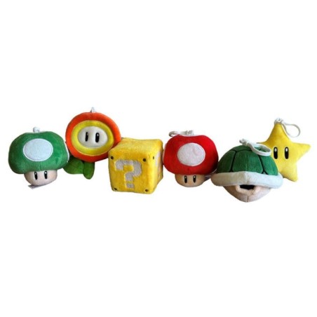 SUPER MARIO - Assortiment de 12 Bag Clips Peluches - 10cm