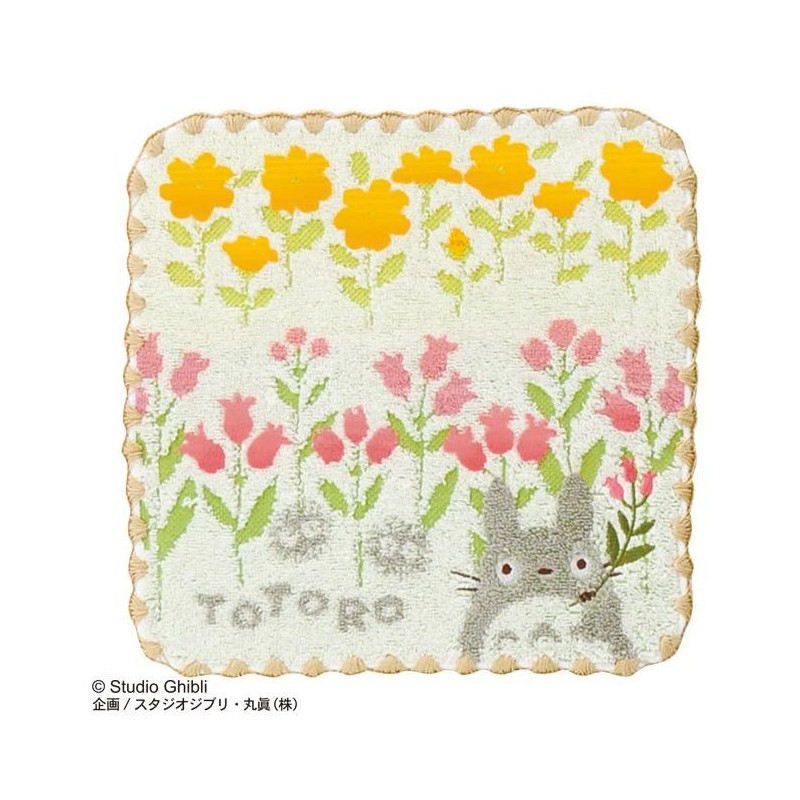 MON VOISIN TOTORO - Totoro Fleurs Sauvages - Mini Serviette 25x25cm MON VOISIN TOTORO - Totoro Fleurs Sauvages - Mini Serviette 25x25cm