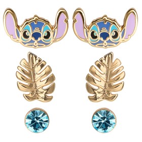STITCH - Blue & Gold - 3 Pairs de Clous d'Oreilles - Laiton Plaqué