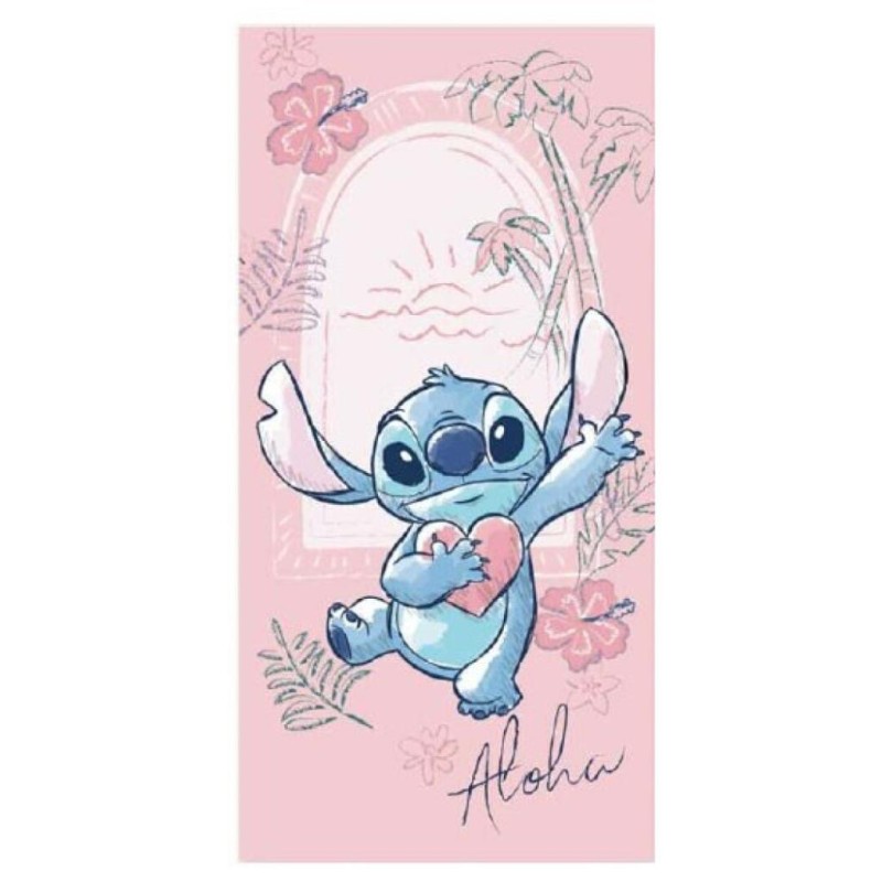 LILO & STITCH -Stitch Rose -Serviette de Plage 100% Polyester 70x140cm LILO & STITCH -Stitch Rose -Serviette de Plage 100% Polyester 70x140cm