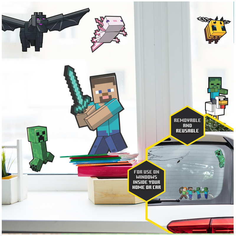 MINECRAFT - Cling Decals pour Fenêtre MINECRAFT - Cling Decals pour Fenêtre