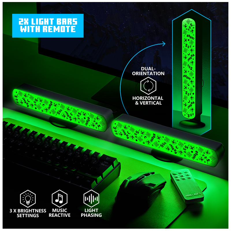 MINECRAFT - Creeper - Set de 2 Barres Lumineuses avec Télécommande MINECRAFT - Creeper - Set de 2 Barres Lumineuses avec Télécommande