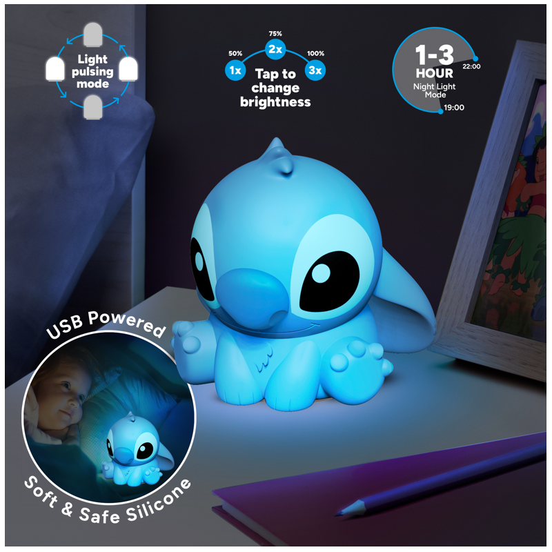 LILO & STITCH - Stitch - Lampe en Silicone Rechargeable 15cm LILO & STITCH - Stitch - Lampe en Silicone Rechargeable 15cm