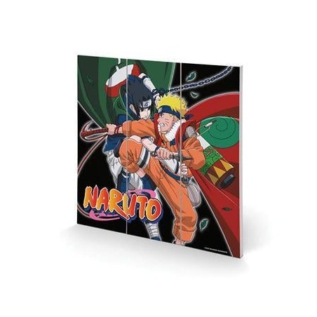 NARUTO - Training to Surpass the Other - Impression sur bois 30X30cm