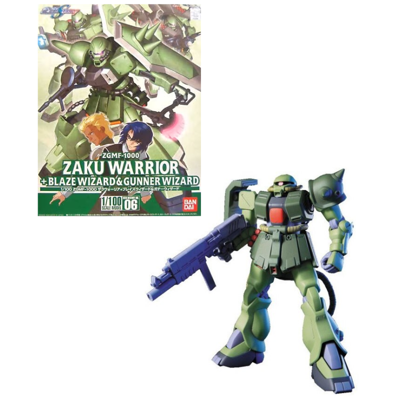 GUNDAM - 1/100 Zaku Warrior + Blaze Wizard & Gunner Wizard - Model Kit GUNDAM - 1/100 Zaku Warrior + Blaze Wizard & Gunner Wizard - Model Kit