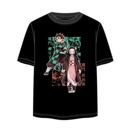 DEMON SLAYER - Tanjiro & Nezuko - T-Shirt Unisex Noir (XL)
