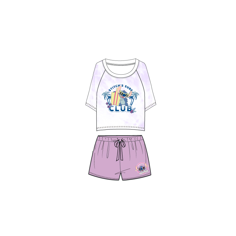 DISNEY- Stitch's Surf Club - Pyjama Femme Court Violet (M) DISNEY- Stitch's Surf Club - Pyjama Femme Court Violet (M)