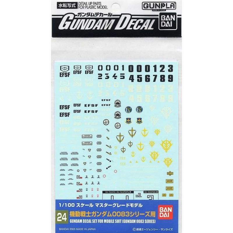 GUNDAM - Gundam Decal 24 MG Multi 0083 - Model Kit GUNDAM - Gundam Decal 24 MG Multi 0083 - Model Kit