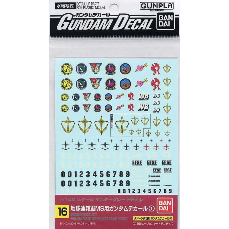 GUNDAM - Gundam Decal 16 MG Multiuse Federation - Model Kit GUNDAM - Gundam Decal 16 MG Multiuse Federation - Model Kit