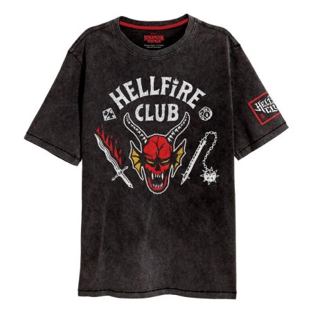 STRANGER THINGS - Hellfire Crest - T-Shirt Unisex Effet Délavé (XXL)