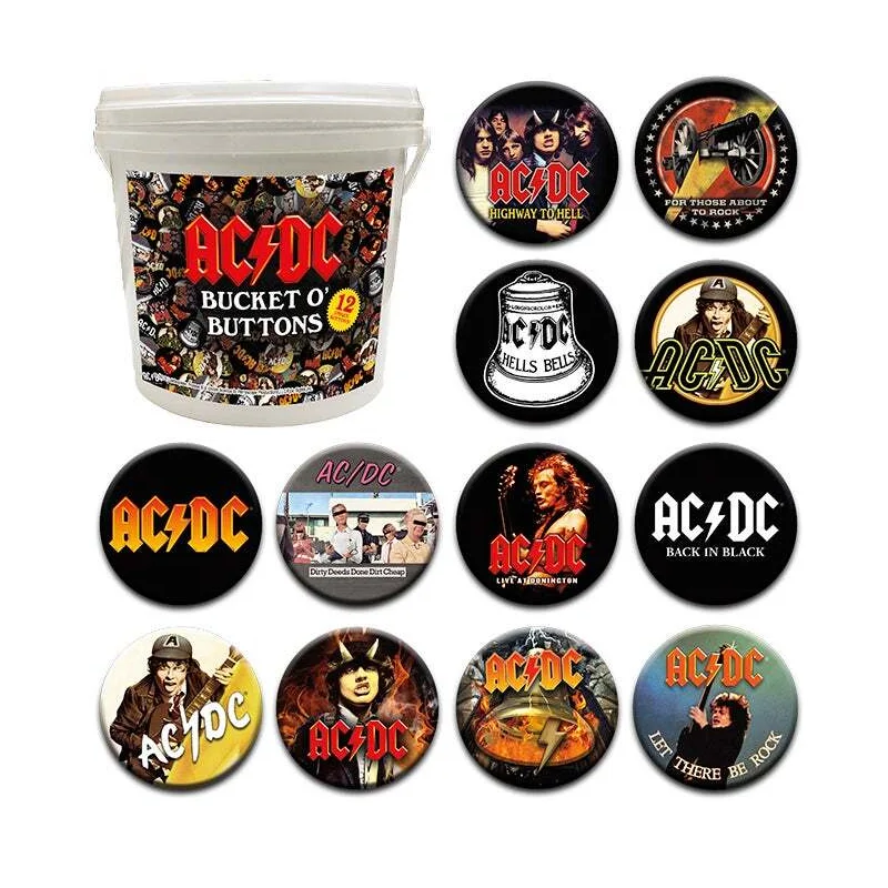 AC/DC - Seau de 144 Badges 3.2cm
