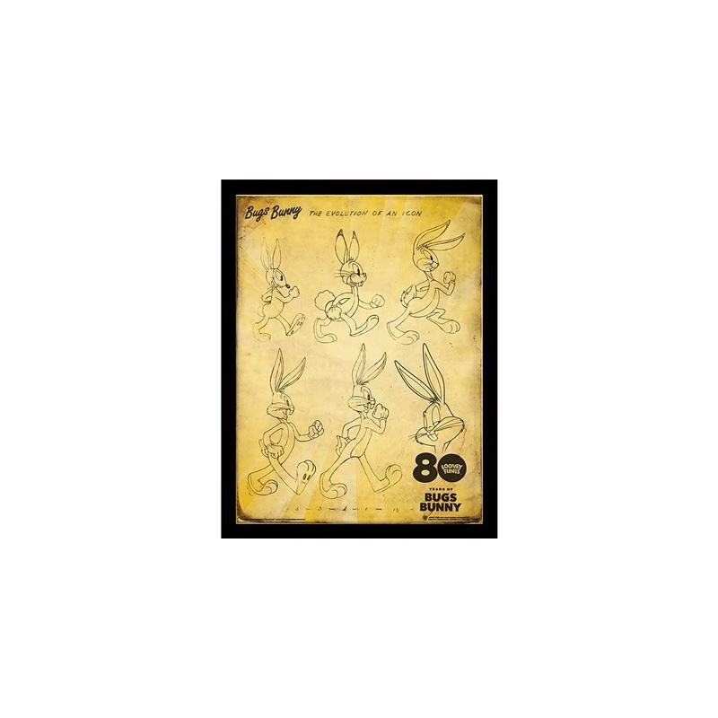 BUGS BUNNY - Evolution d'une Icone - Impression encadrée 30x40cm BUGS BUNNY - Evolution d'une Icone - Impression encadrée 30x40cm