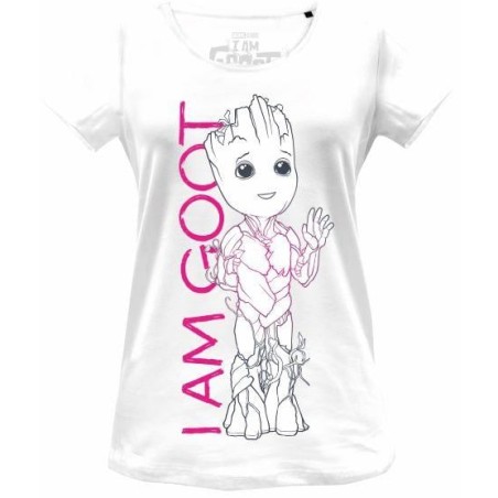MARVEL - Baby Groot Line With I Am Groot Text - T-Shirt Femme (S)
