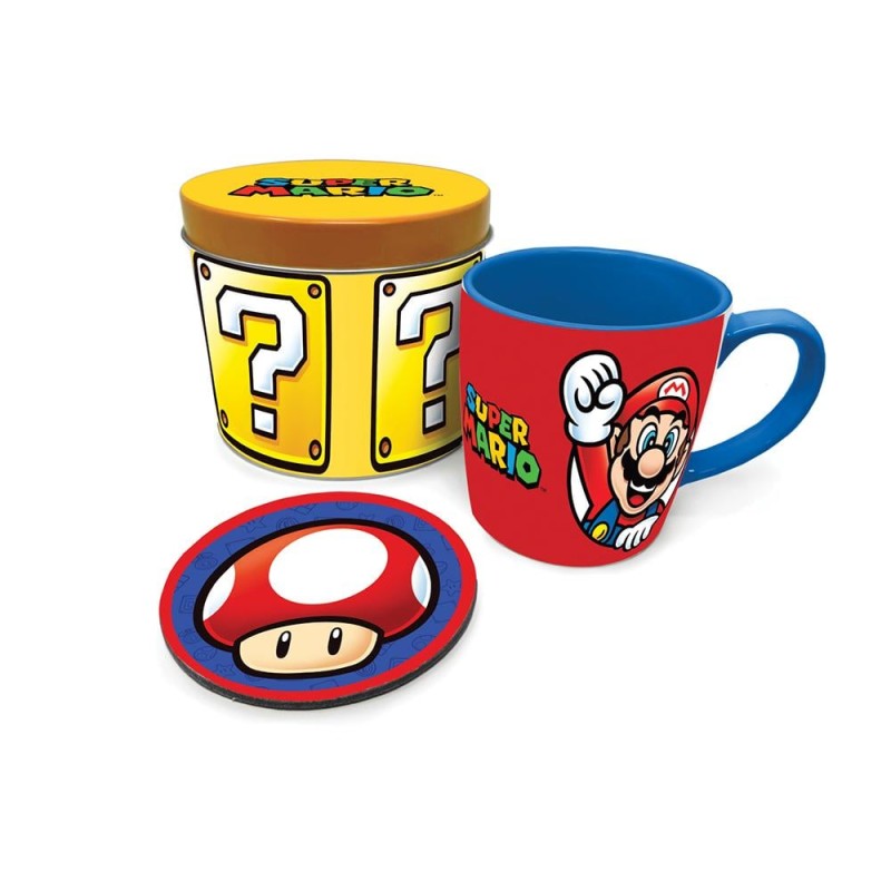 SUPER MARIO - Let's go - Box métal, mug & sous verre SUPER MARIO - Let's go - Box métal, mug & sous verre